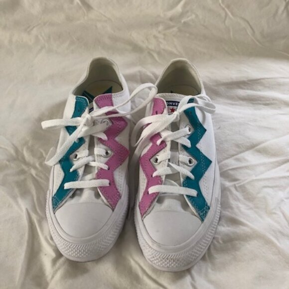 Teal/Pink ALL-Star Comvers low canvas sneakers/shoes size 8 women - Picture 1 of 3